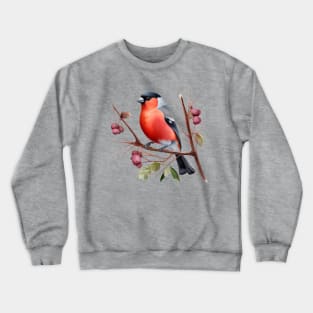 Watercolor Bullfinch on a Twig Crewneck Sweatshirt